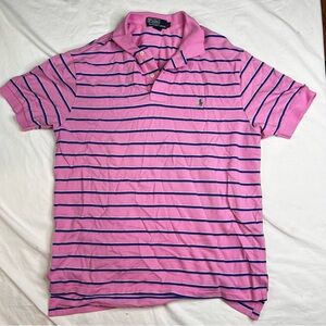 Polo Ralph Lauren Mens Large Pink Blue Classic Soft Golf Polo Green Pony L031024